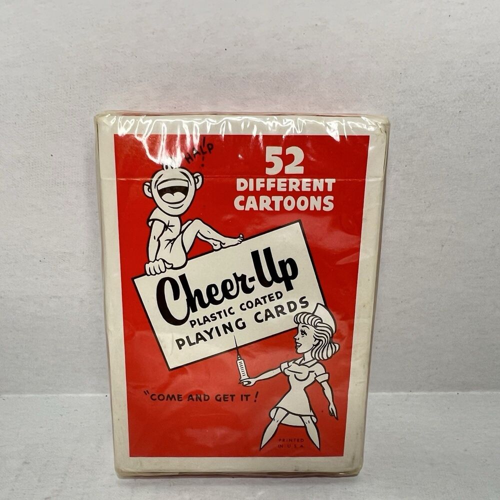 Vintage Stancraft 52 Different Cartoons Cheer-Up Playing Cards 60s - New Sealed